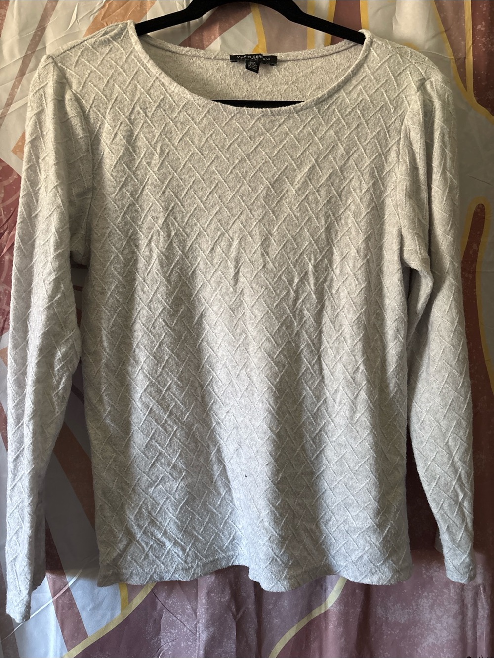Mario Serrani Cream Textured Long-Sleeve Top